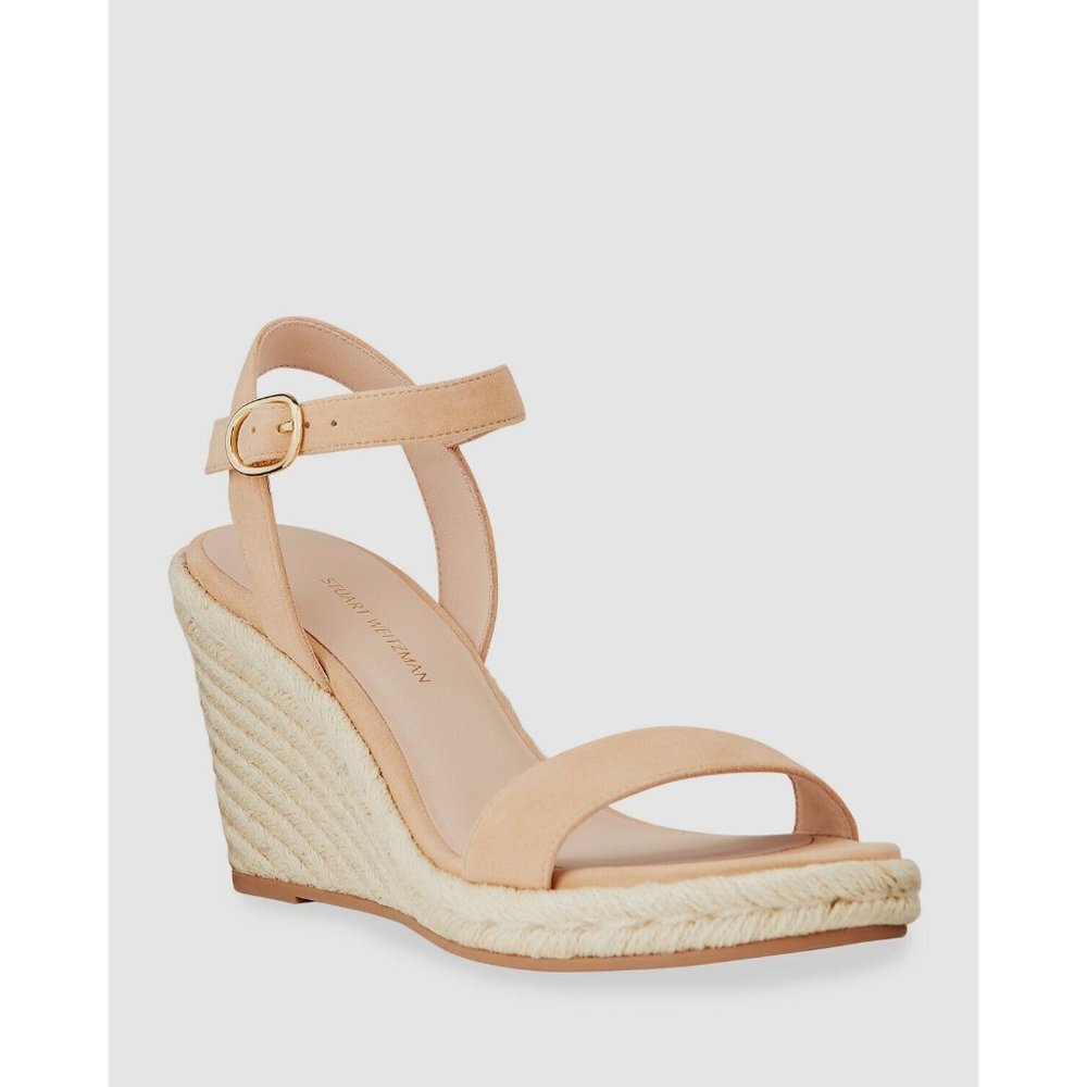 🆕 STUART WEITZMAN Espadrille Wedge Sandal Shoes Tan Beige 9
